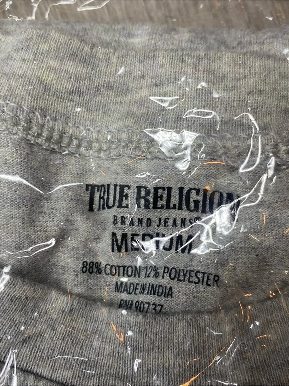 True Religion Men’s Gray Crew Neck T-Shirt Medium Horseshoe Logo Tee